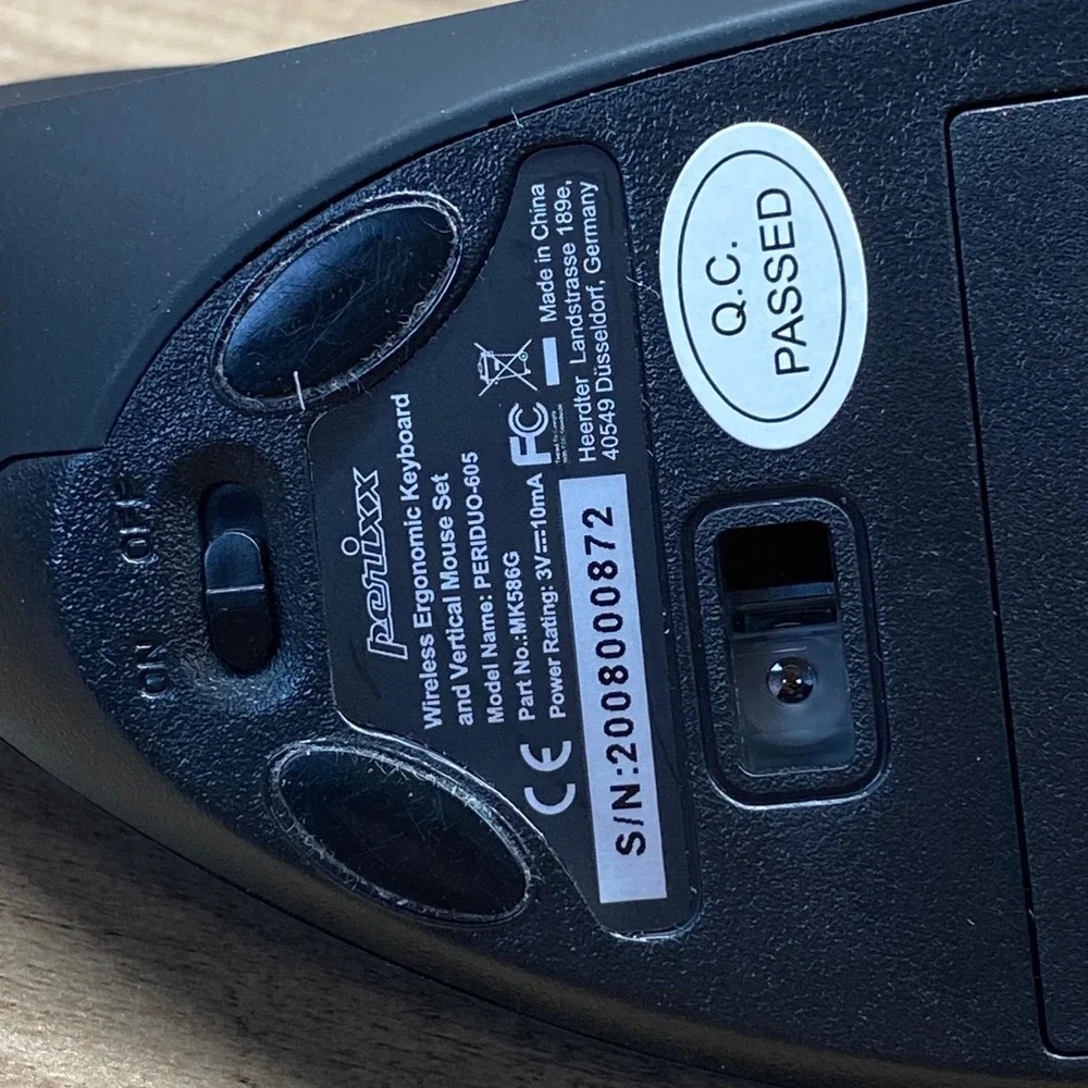 Perixx PERIMICE-605 Wireless Vertical Ergonomic Mouse Black PERIDUO-605 MK586G